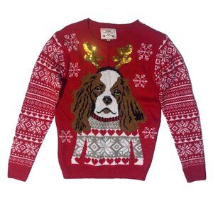 Merry Christmas Daisy Boutique Charles Spanial Dog Ugly Christmas Sweater XS